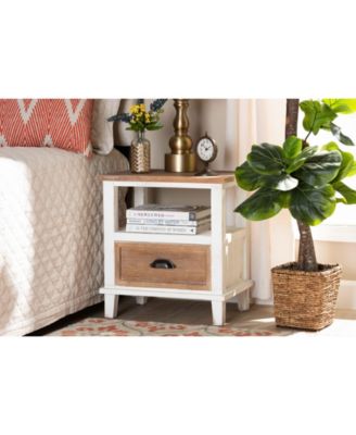 Glynn Rustic Farmhouse Weathered 20.3" Two-Tone and Finished Wood 1-Drawer Nightstand