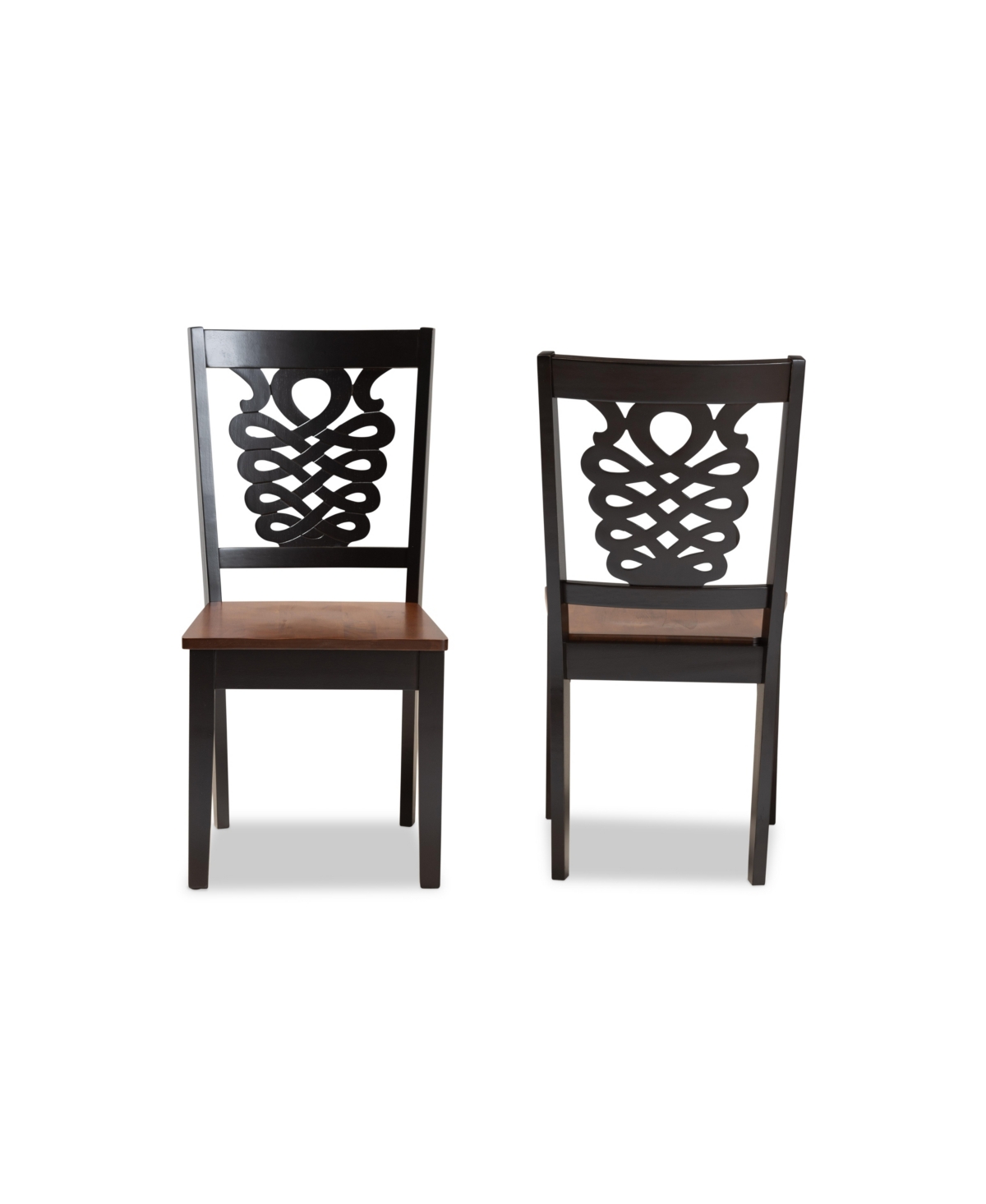 Baxton Studio Gervais Modern And Contemporary Transitional 2-piece Two-tone Dark And Finished Wood Dining Chair Se In Dark Brown,walnut Brown