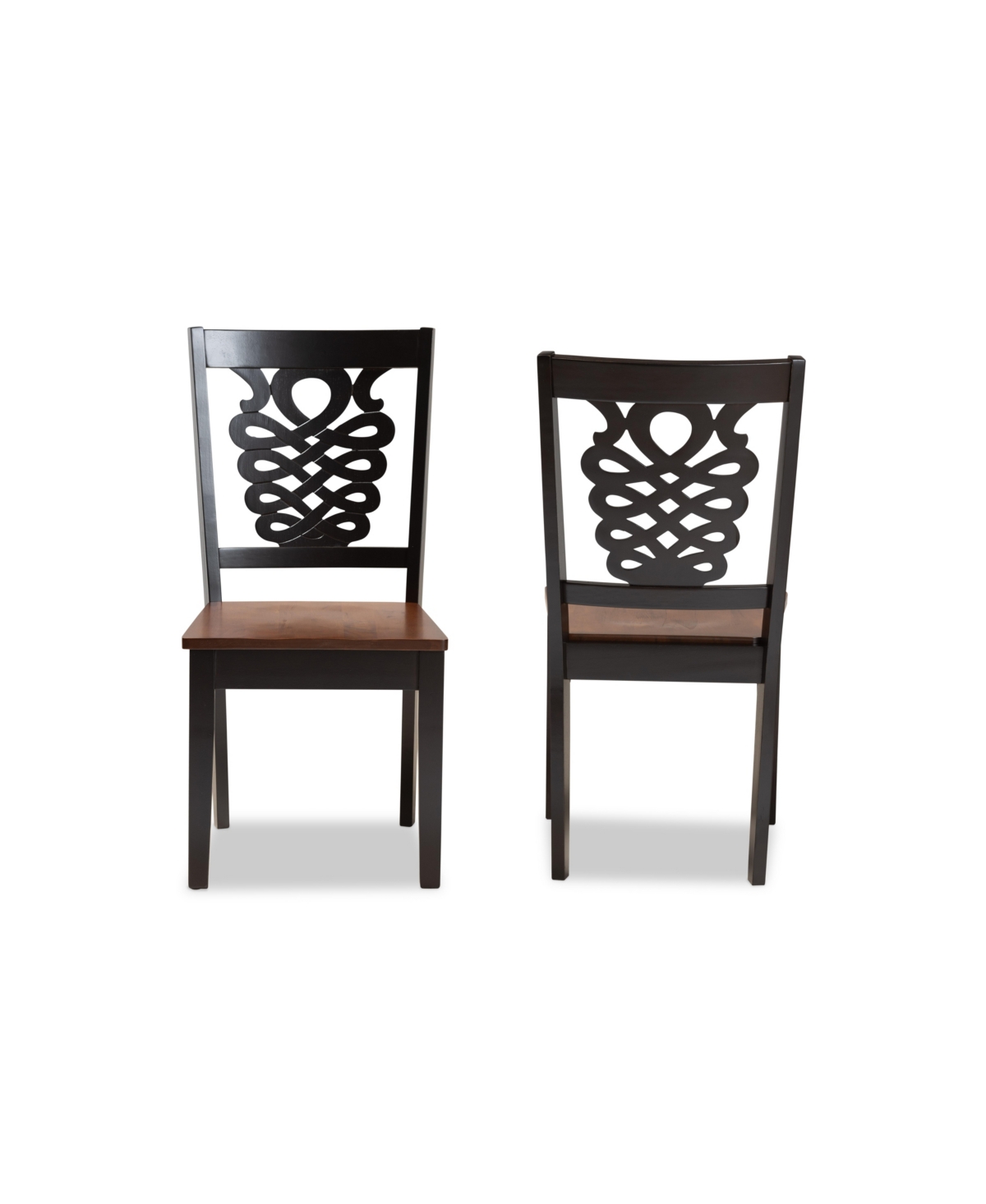 Shop Baxton Studio Gervais Modern And Contemporary Transitional 2-piece Two-tone Dark And Finished Wood Dining Chair Se In Dark Brown,walnut Brown