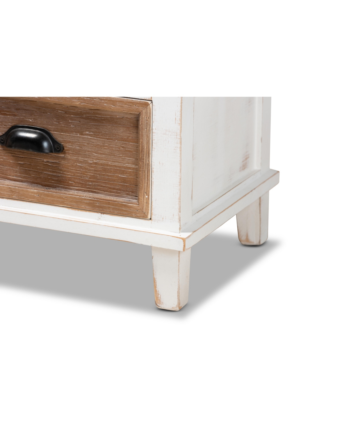 Baxton Studio Glynn Rustic Farmhouse Weathered 20.3" Two-tone And Finished Wood 1-drawer Nightstand In White,oak Brown