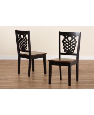 Gervais Modern and Contemporary Transitional 2-Piece Two-Tone Dark and Finished Wood Dining Chair Set