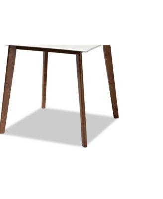 Kaylee Mid-Century Modern Transitional 31.5" Finished Wood Dining Table with Faux Marble Tabletop