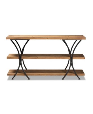 Terrell Modern 59.8" Rustic and Industrial Finished Wood and Finished Metal Console Table