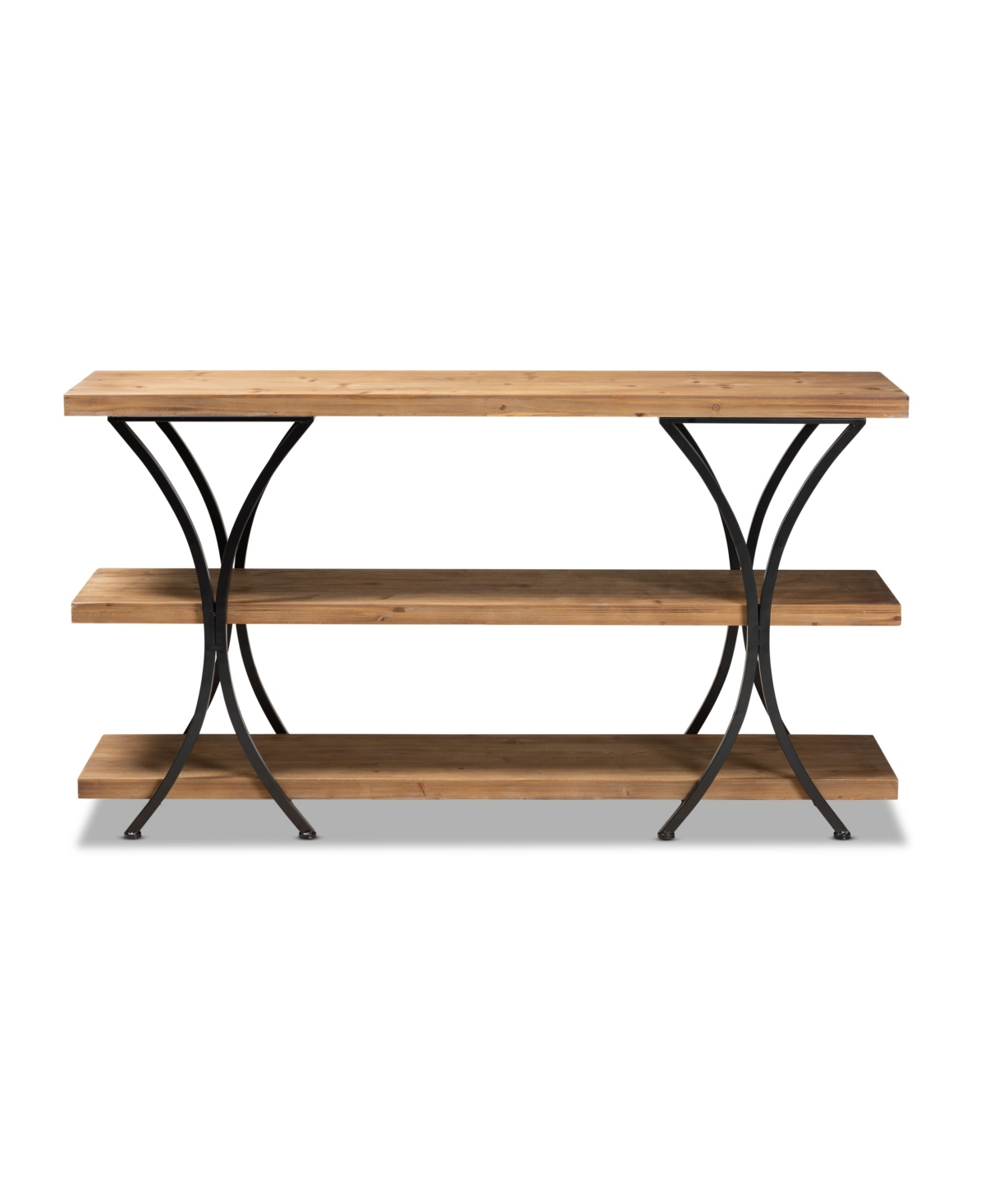 Baxton Studio Terrell Modern 59.8" Rustic And Industrial Finished Wood And Finished Metal Console Table In Natural Brown,black