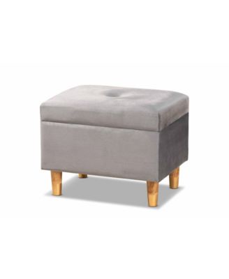 Elias Modern and Contemporary Velvet Fabric Upholstered and Finished Wood Storage Ottoman
