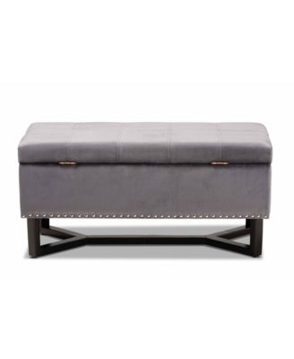 Esther Modern and Contemporary Velvet Fabric Upholstered and Finished Wood Storage Ottoman