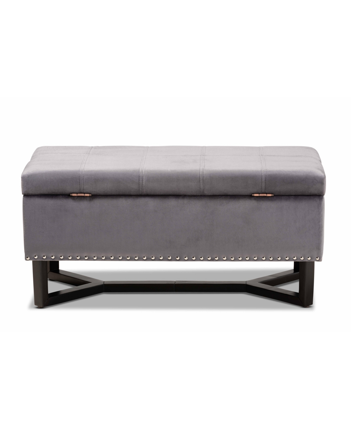 Baxton Studio Esther Modern and Contemporary Velvet Fabric Upholstered and Finished Wood Storage Ottoman - Dark Brown