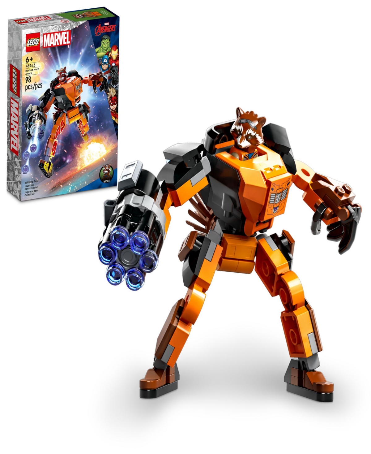 Lego Kids' Super Heroes Marvel Rocket Mech Armor 76243 Toy Building Set With Rocket Racoon Minifigure In Multicolor