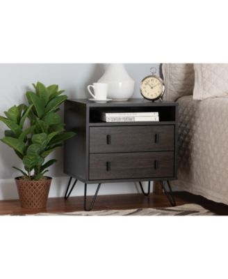 Glover Modern and Contemporary 21.7" Finished Wood and Finished Metal 2-Drawer Nightstand