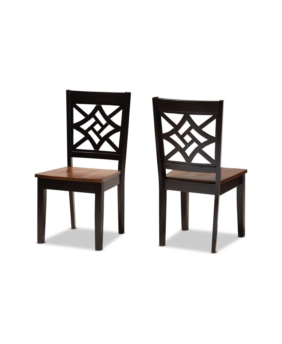 Baxton Studio Nicolette Modern And Contemporary 2-piece Two-tone And Finished Wood Dining Chair Set In Dark Brown,walnut Brown