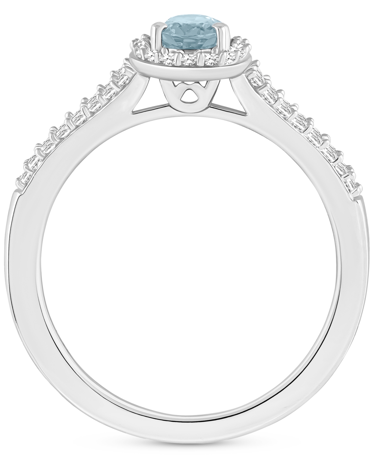 (2/5 ct. t.w.) & Diamond (1/4 ct. t.w.) Oval Halo Ring in Sterling Silver (Also in Opal) - Aquamarine