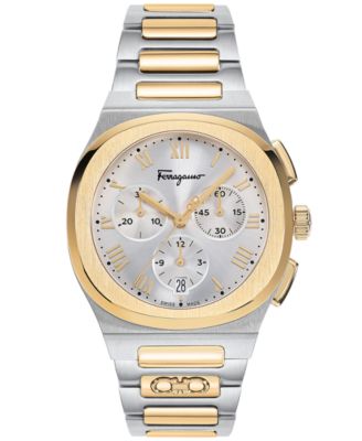 Ferragamo - Men's Swiss Chronograph Elliptical Two-Tone Stainless Steel Bracelet Watch 38mm