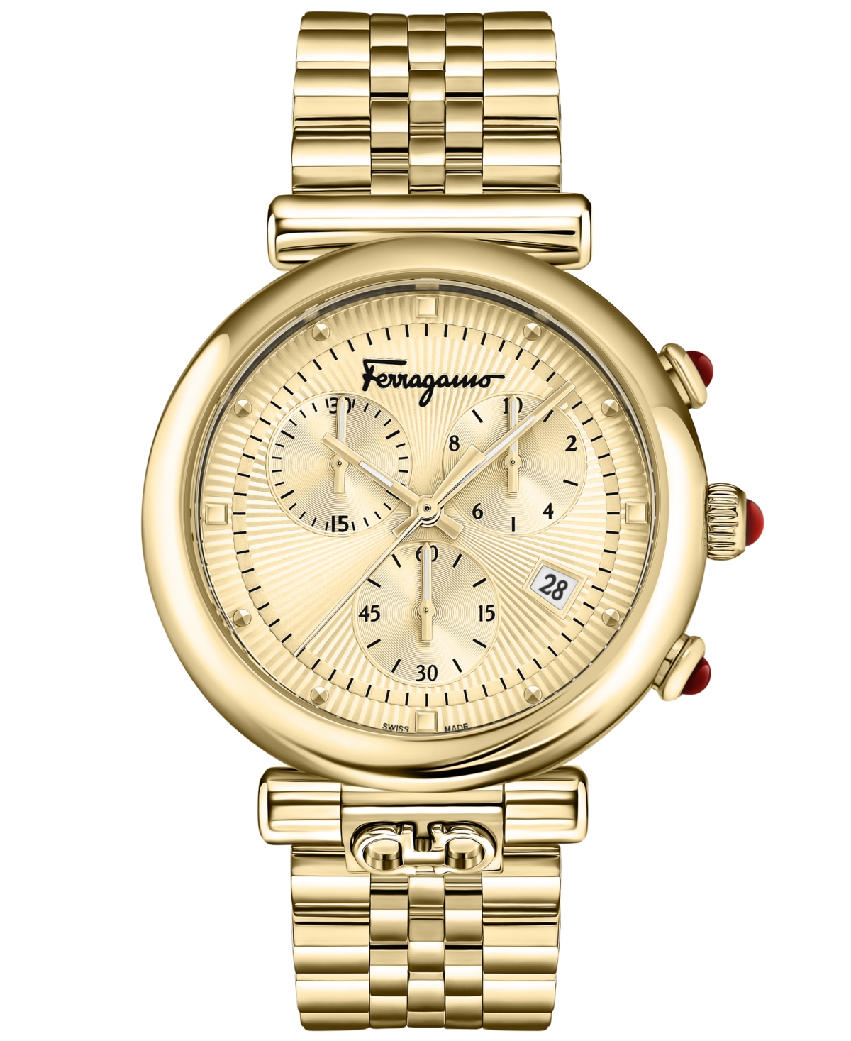 Ferragamo Salvatore  Women's Swiss Chronograph Ora Gold Ion-plated Stainless Steel Bracelet Watch 40m In Ip Yellow Gold