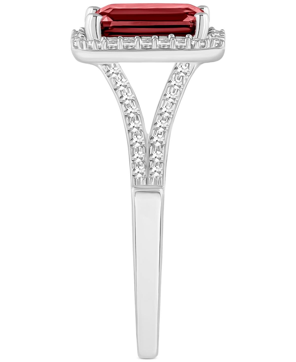 Amethyst (1-5/8 ct. t.w.) & Diamond (1/4 ct. t.w.) Split Shank Ring in Sterling Silver (Also in Citrine, Peridot, & Blue Topaz) - GARNET