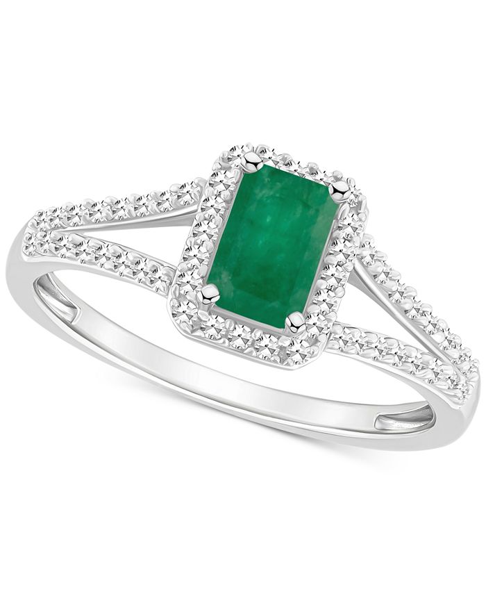 Macy s Emerald 1 2 ct. t.w. Diamond 1 4 ct. t.w. Split Shank