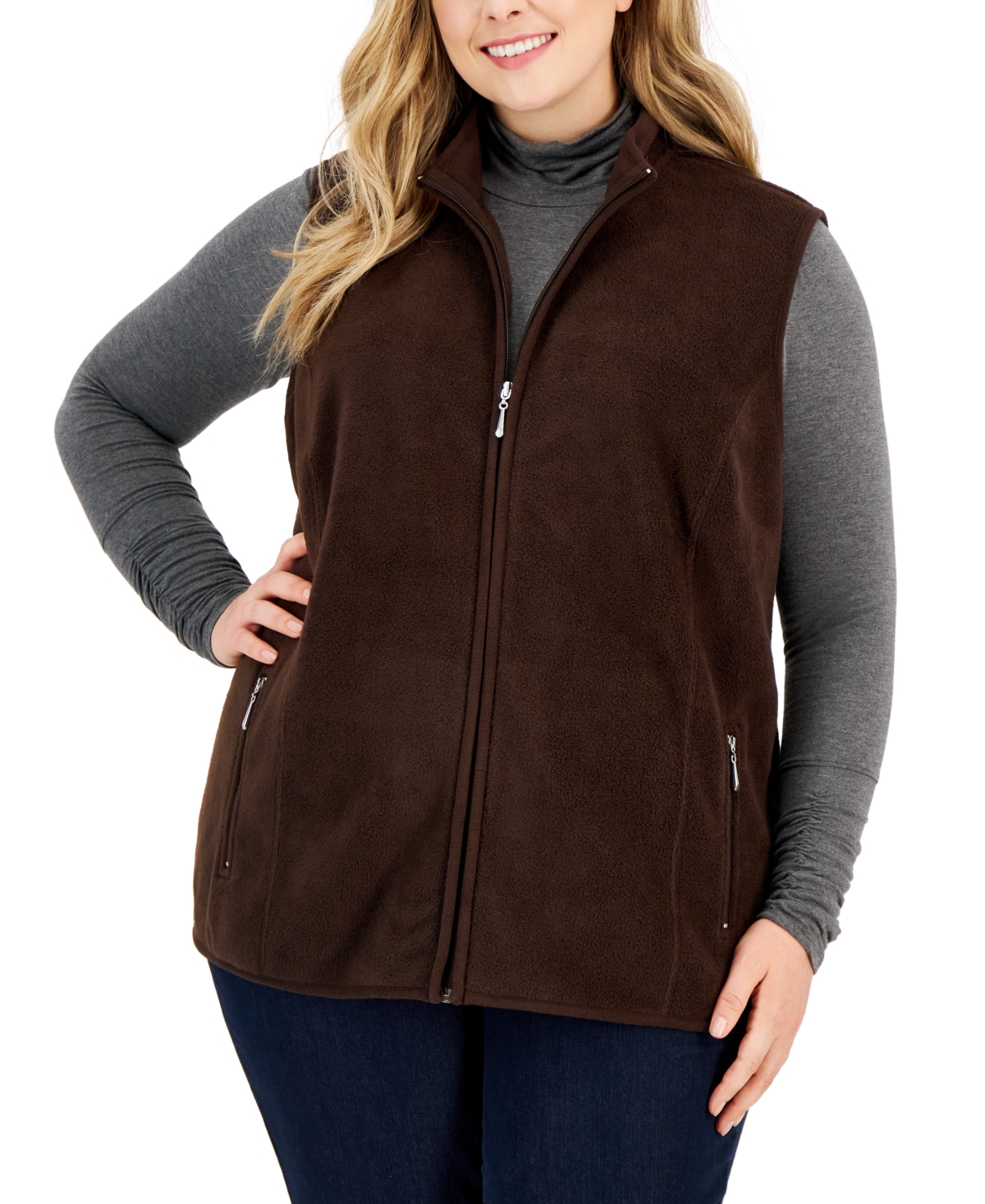 Karen Scott Petite Princess-Seam Zeroproof Zip-Front Vest, Created for  Macy's - Macy's