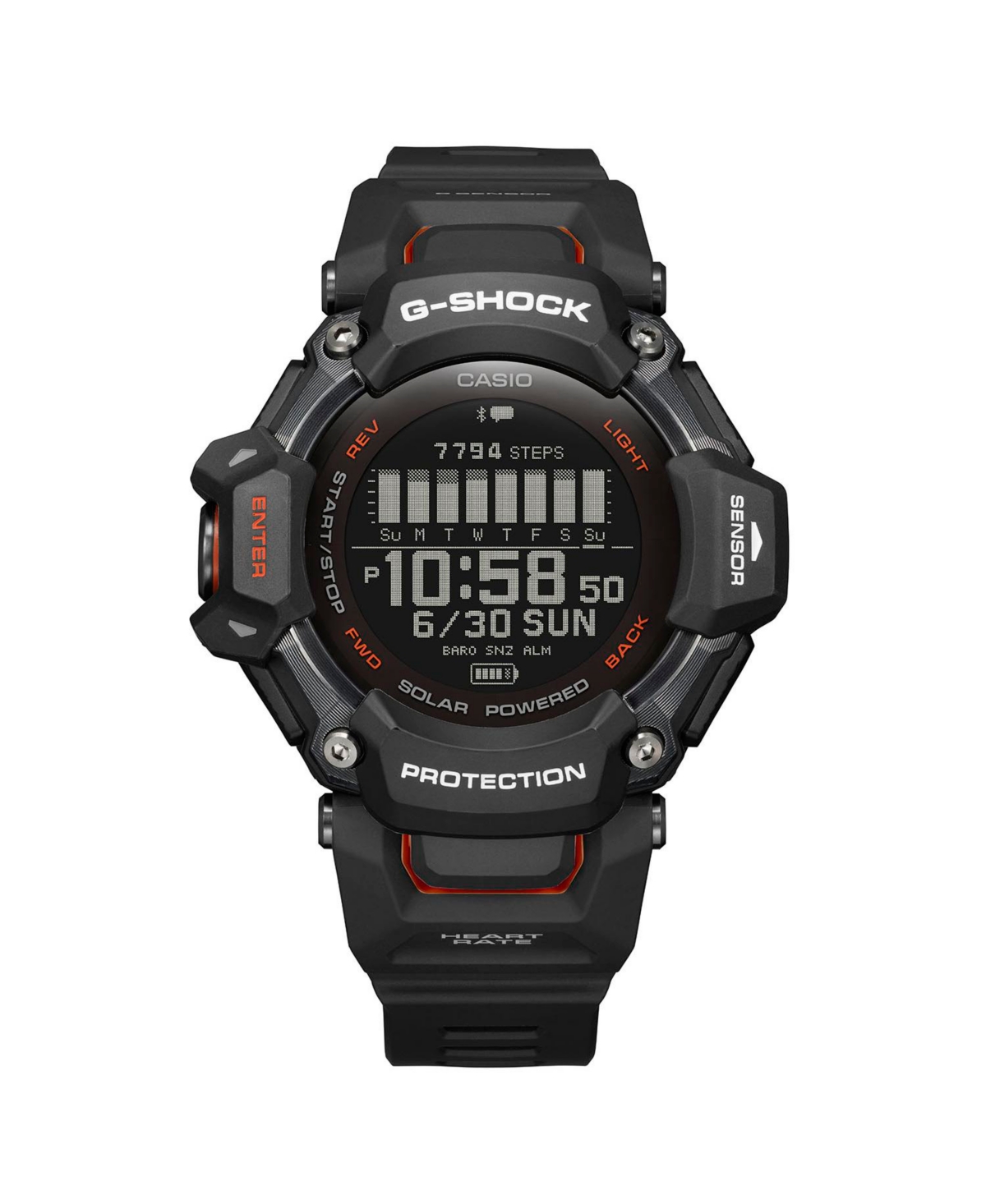 G-shock Men's Digital Black Resin Plastic Watch, 52.6mm, Gbdh2000-1a