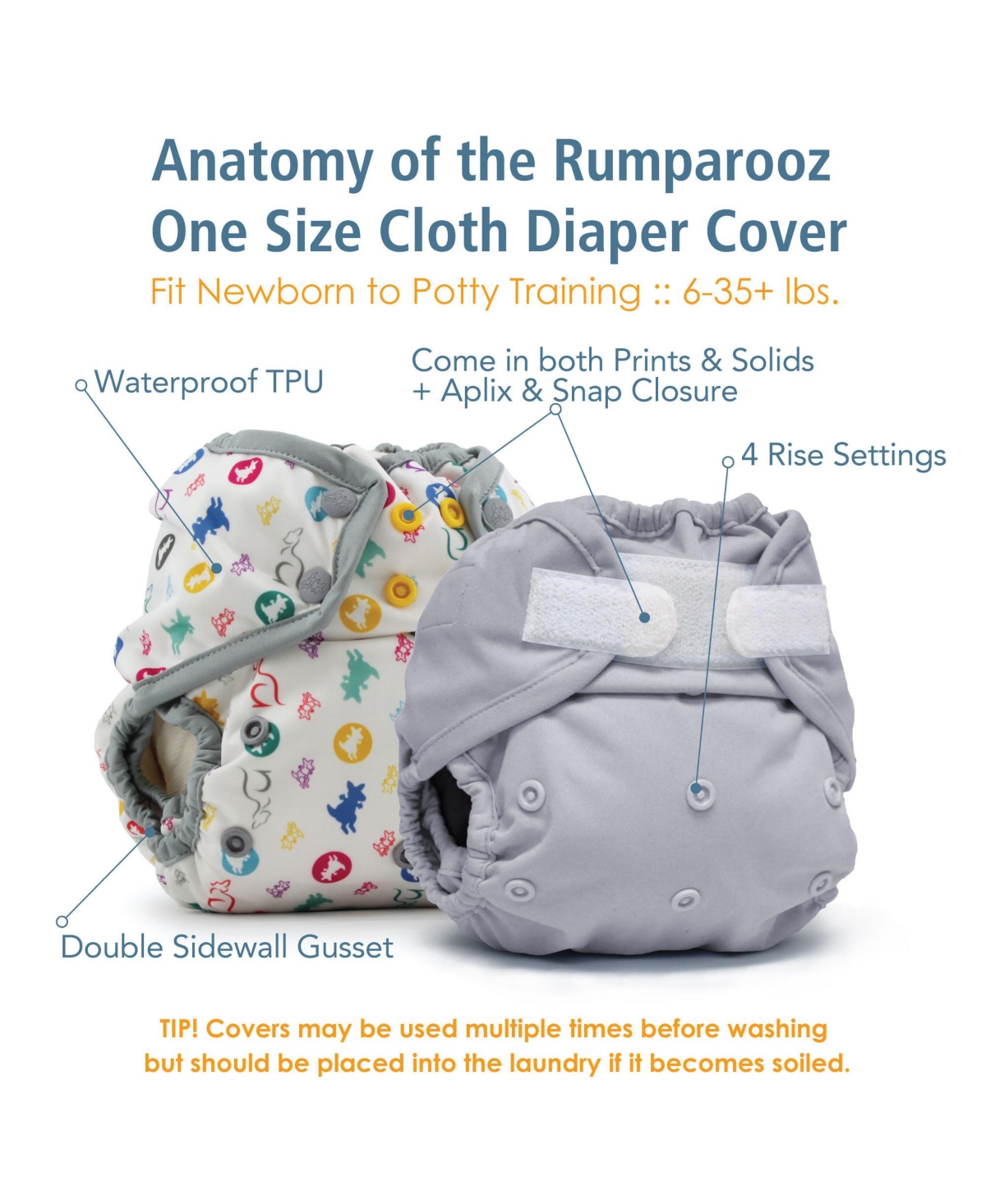 Kanga Care Kids Rumparooz Reusable One Cloth Diaper Cover Aplix