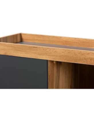 Caspian Modern and Contemporary 43.3" Two-Tone and Finished Wood Shoe Cabinet