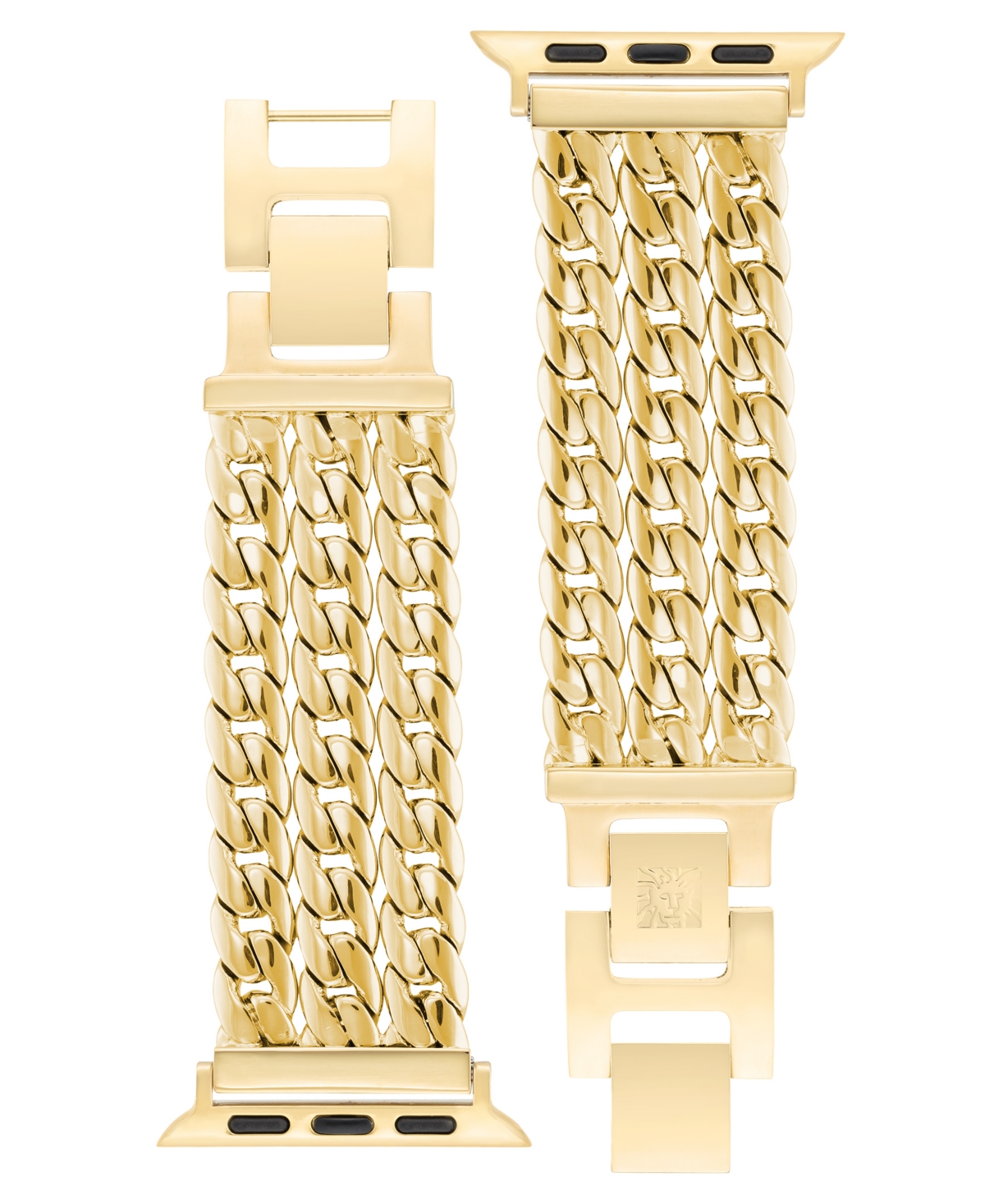 Shop Anne Klein Women's Gold-tone Alloy 3-row Chain Bracelet Compatible With 38/40/41mm Apple Watch