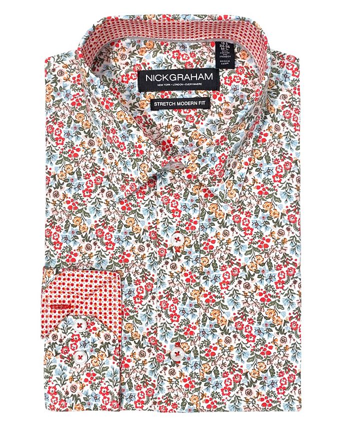 Nick Graham Men's Modern Fit Wildflower Floral Dress Shirt - Macy's