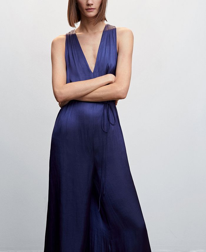 MANGO Women's Long Satin Jumpsuit Macy's