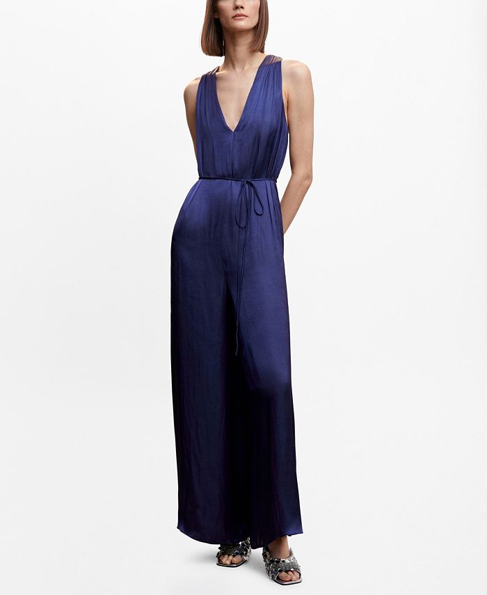 Mango navy jumpsuit clearance