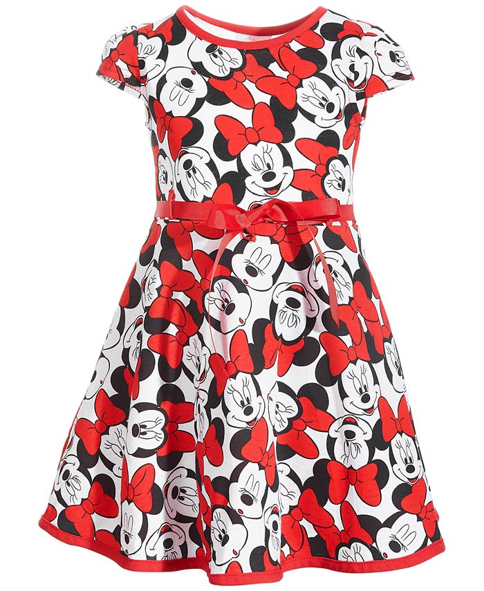 Disney Little Girls Self Tie Ribbon Belt Minnie Mouse Dress - Macy's