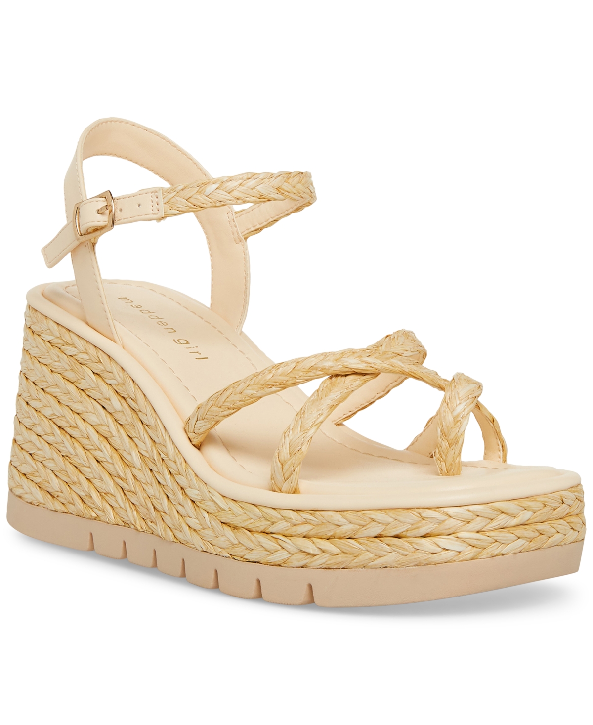 Madden Girl Vault Strappy Platform Wedge Sandals In Natural Raffia ModeSens