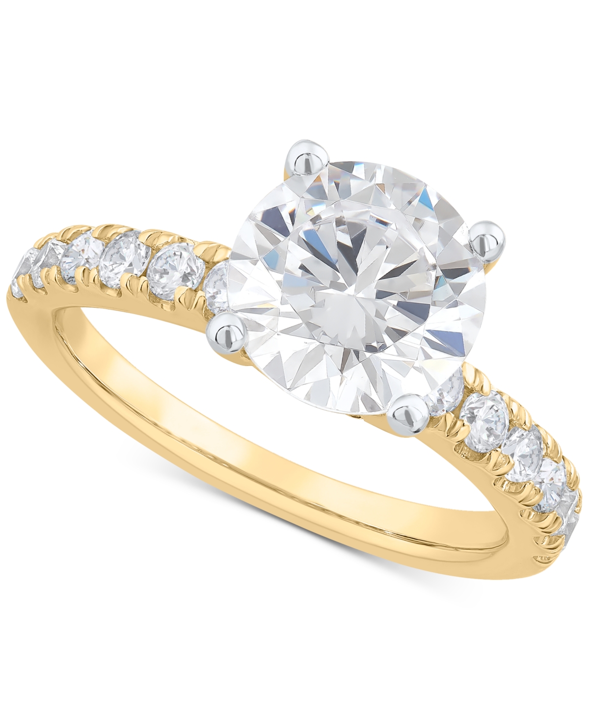 Igi Certified Lab Grown Diamond Engagement Ring (3 ct. t.w.) in 14k White Gold or 14k Gold & White Gold - Yellow  White Gold