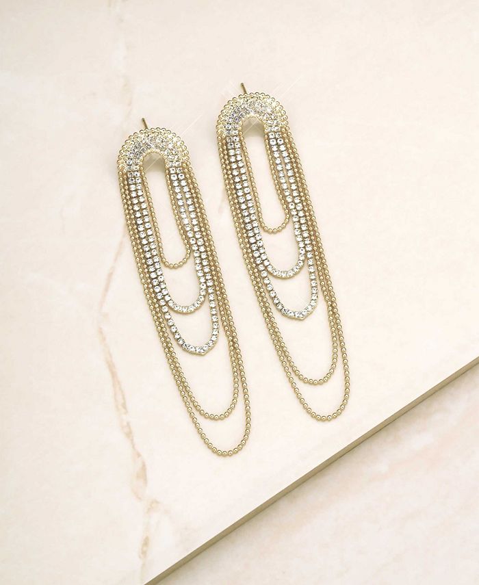 ETTIKA Crystal and Looped Chain Earrings in 18K Gold Plating - Macy's