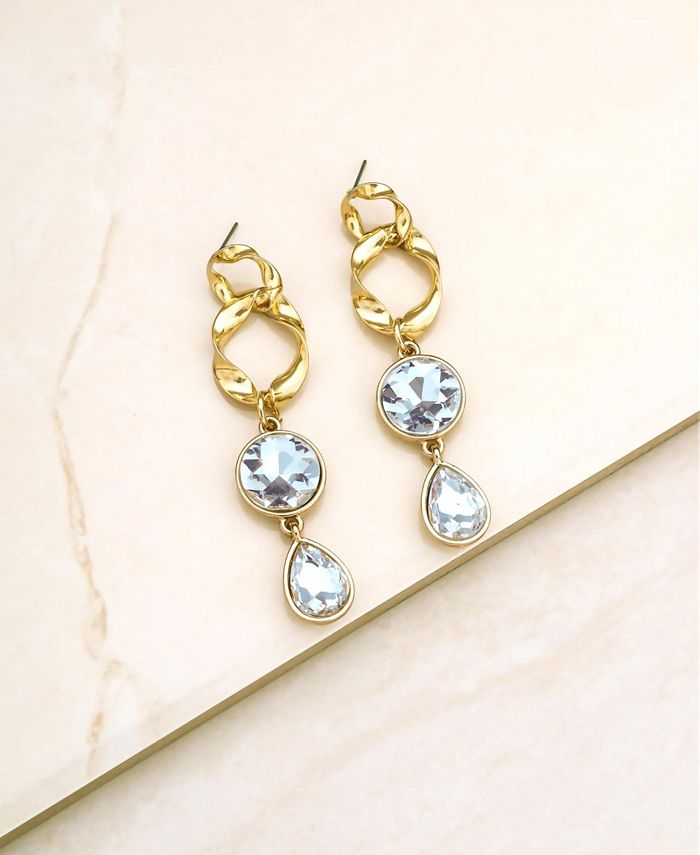ETTIKA Crystal Dangle Earrings in Twisted 18K Gold Plating - Macy's