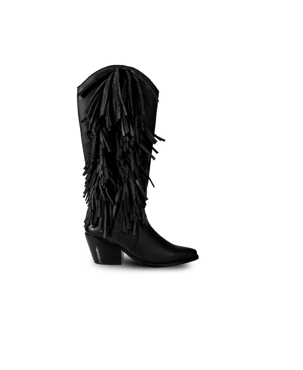 Bala Di Gala Women's Knee-HighPremium Leather Boots With Side Fringe, Ely By - Black