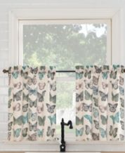 No. 918 Signy Jacobean Pattern 54 in. W x 36 in. L Light Filtering Rod Pocket Kitchen Curtain Tier Pair in White