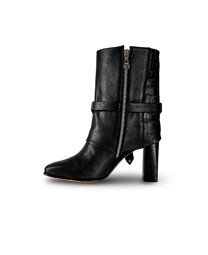 Bala Di Gala Women's Black Premium Leather Boots With Embossed Backside ...