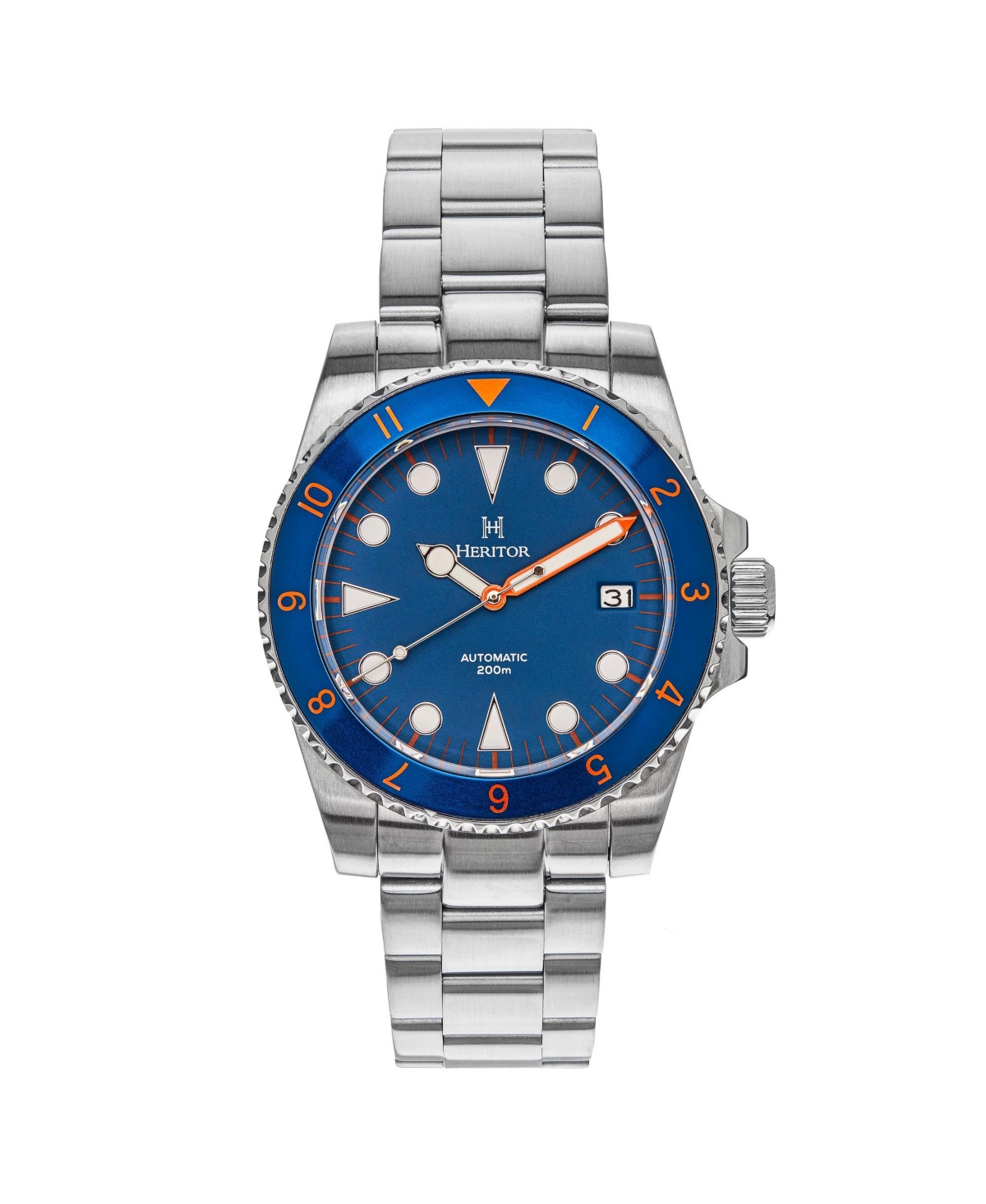 Men Luciano Stainless Steel Watch - Navy, 41mm - Navy