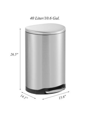 10.6 Gal./40 Liter Stainless Steel Semi-round Step-on Trash Can for Kitchen