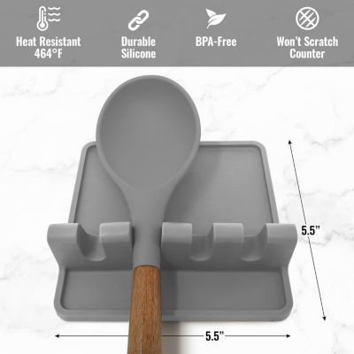 Silicone Utensil Rest with Drip Pad for Multiple Utensils