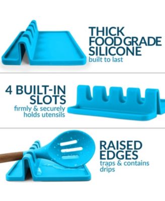 Silicone Utensil Rest with Drip Pad – Holder for Multiple Ladles & Tongs