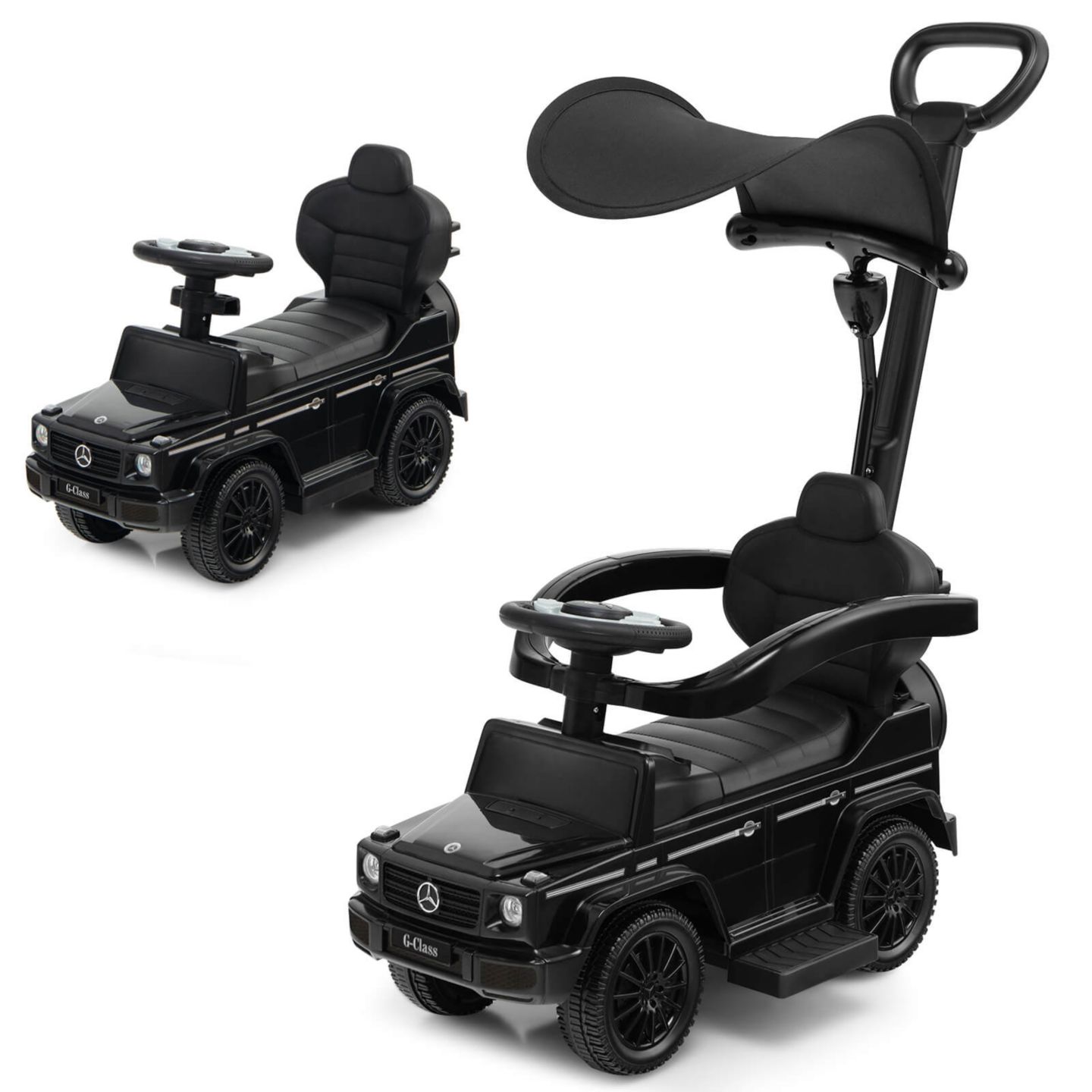 Детская игрушка Costway Mercedes Benz G350 3 in 1 Ride-On Push Car with Handle, Ages 18-36 Months, цвет: Чёрный — фото 1