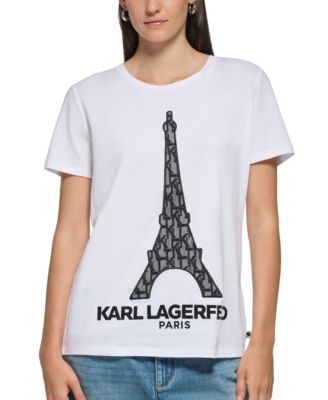 KARL LAGERFELD PARIS - Women's Lace Eiffel Logo T-Shirt