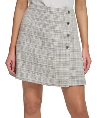 button detail A-line mini skirt