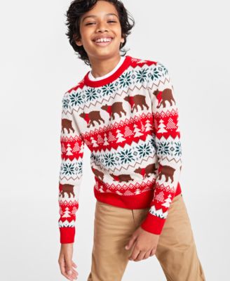 Charter Club Holiday Lane Big Boys Santa Bear Sweater, Created for Macy ...