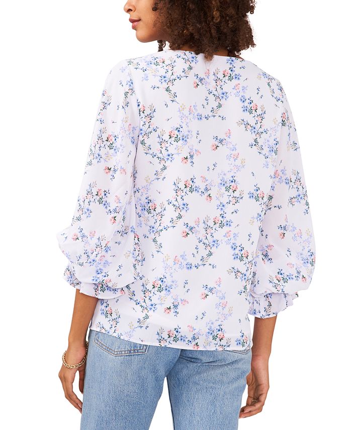 Vince Camuto Women's Floral Smocked Puffed Sleeve Blouse - Macy's
