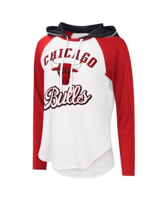 Women's White Chicago Bulls MVP Raglan Hoodie Long Sleeve T-shirt