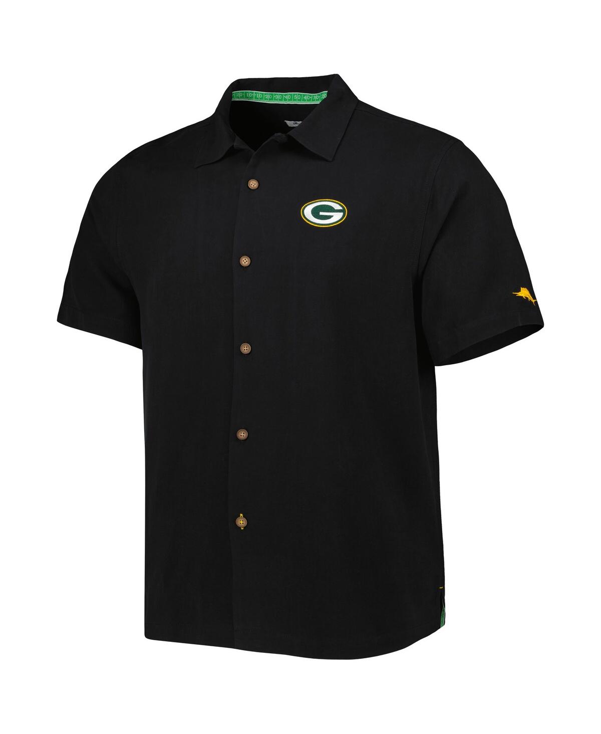 Shop Tommy Bahama Men's  Black Green Bay Packers Top Of Your Game Camp Button-up Shirt