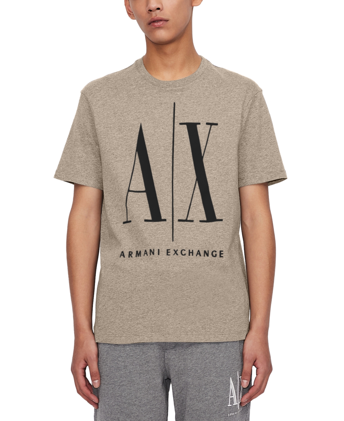 A X Armani Exchange Men's Iconic Short Sleeve Crewneck Logo Graphic T-shirt In White Pepper