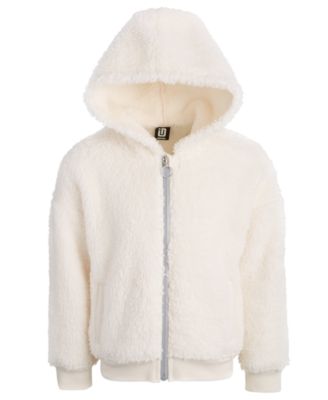 ID Ideology - Toddler & Little Girls Solid Faux-Sherpa Hooded Jacket