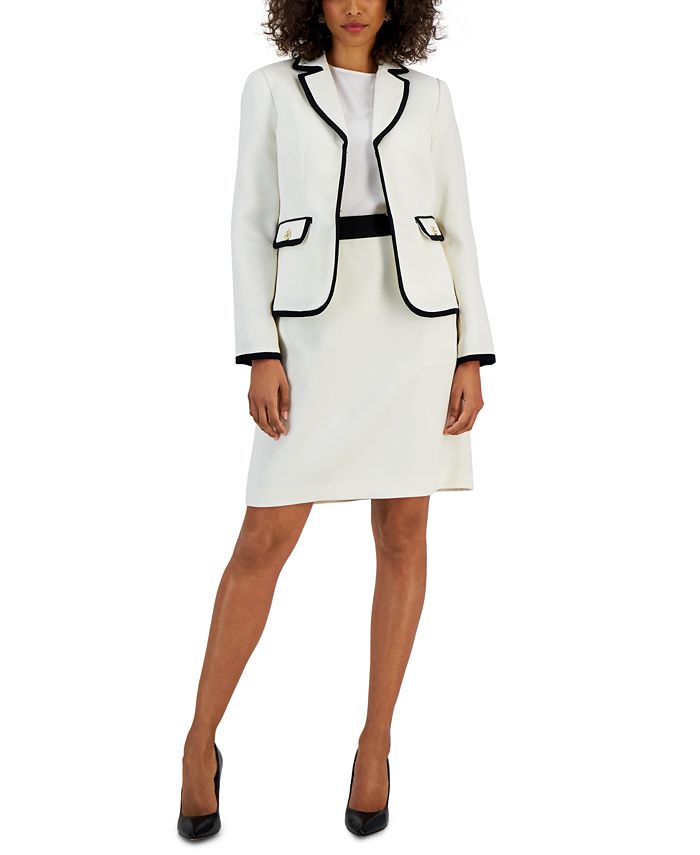 Nipon Boutique Women's Sparkle Contrast-Trim Jacket & Pencil Skirt Suit ...