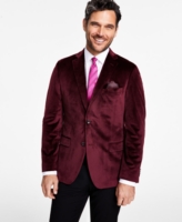 Alfani Men's Slim-Fit Solid Velvet Sport Coats, Created for Macy's - Burgundy